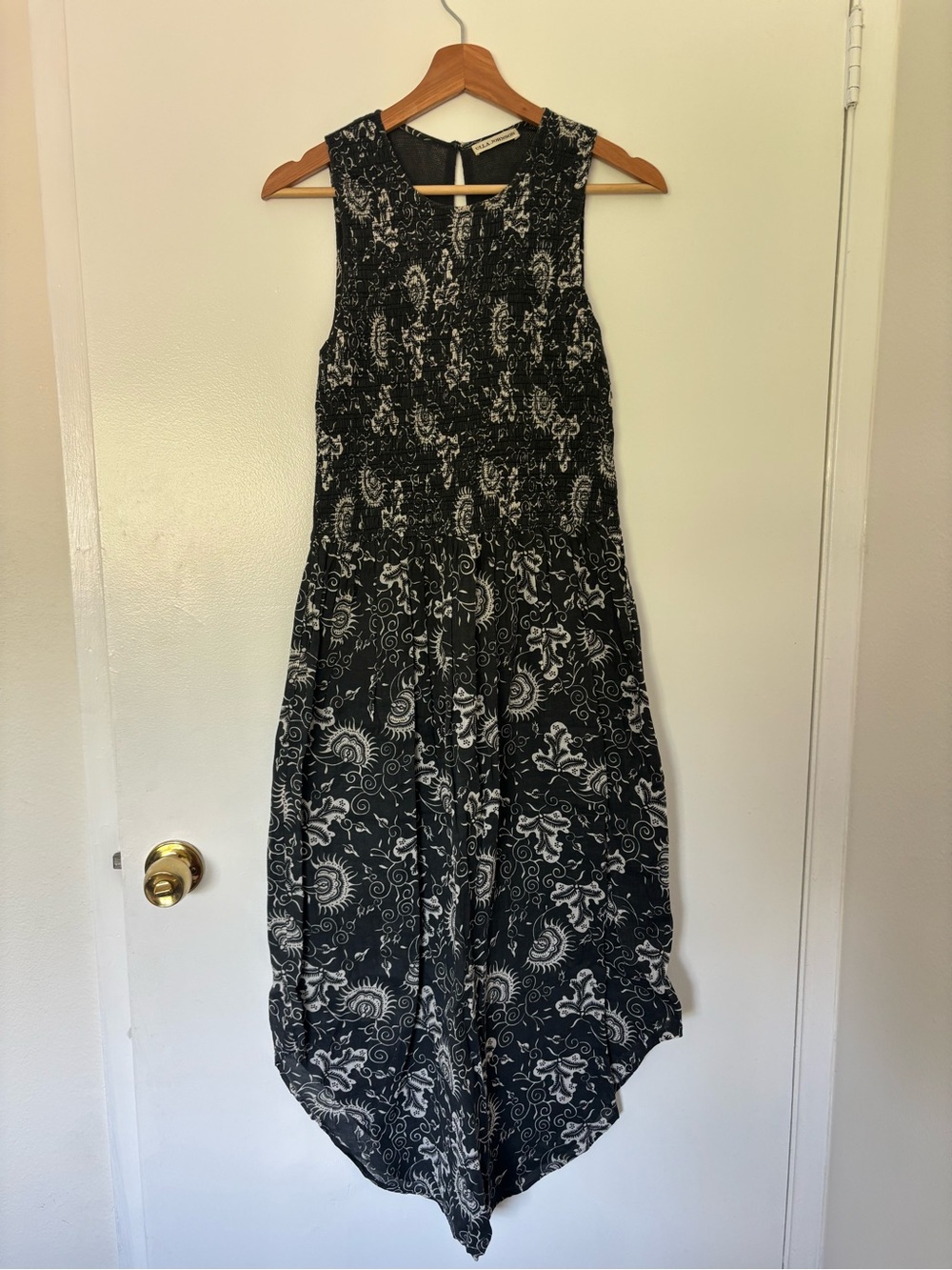 Ulla Johnson Grey and White High-Low Printed Midi Dress
